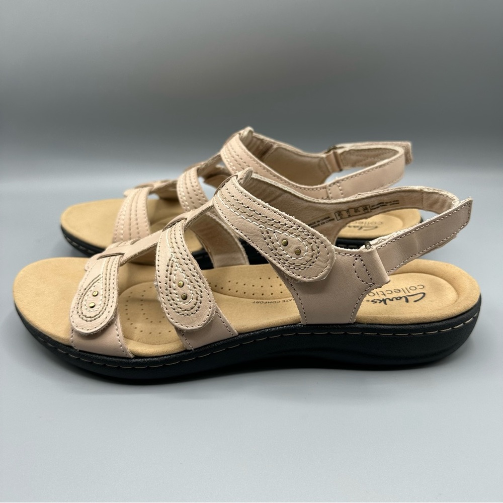 Clarks Sand Leather Strapped Sandals beige Size 11